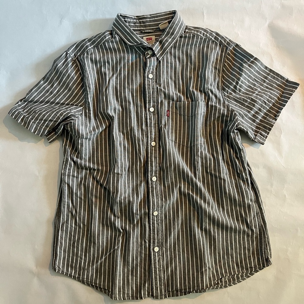 Levi's Gray Striped Men's Shirt